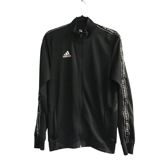 ADIDAS-MEN LIGHT WEIGHT BLACK TRACK ZIPUP POCKETS SWEATER JACKET SIZE SMALL - Picture 1 of 7
